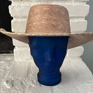 Straw Boater Hat - Natural Tan - Unbranded